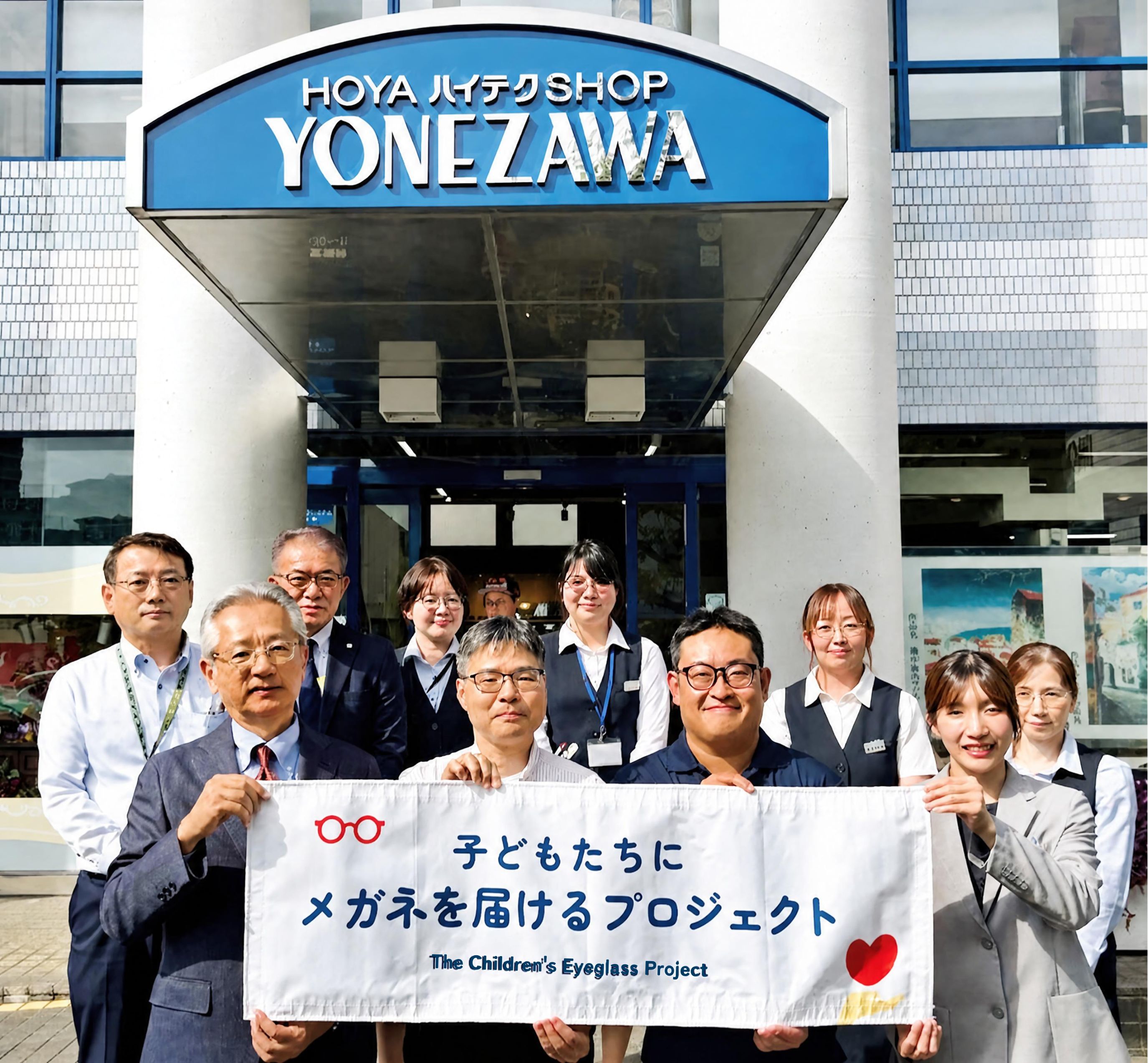 メガネのヨネザワ 本店前にて