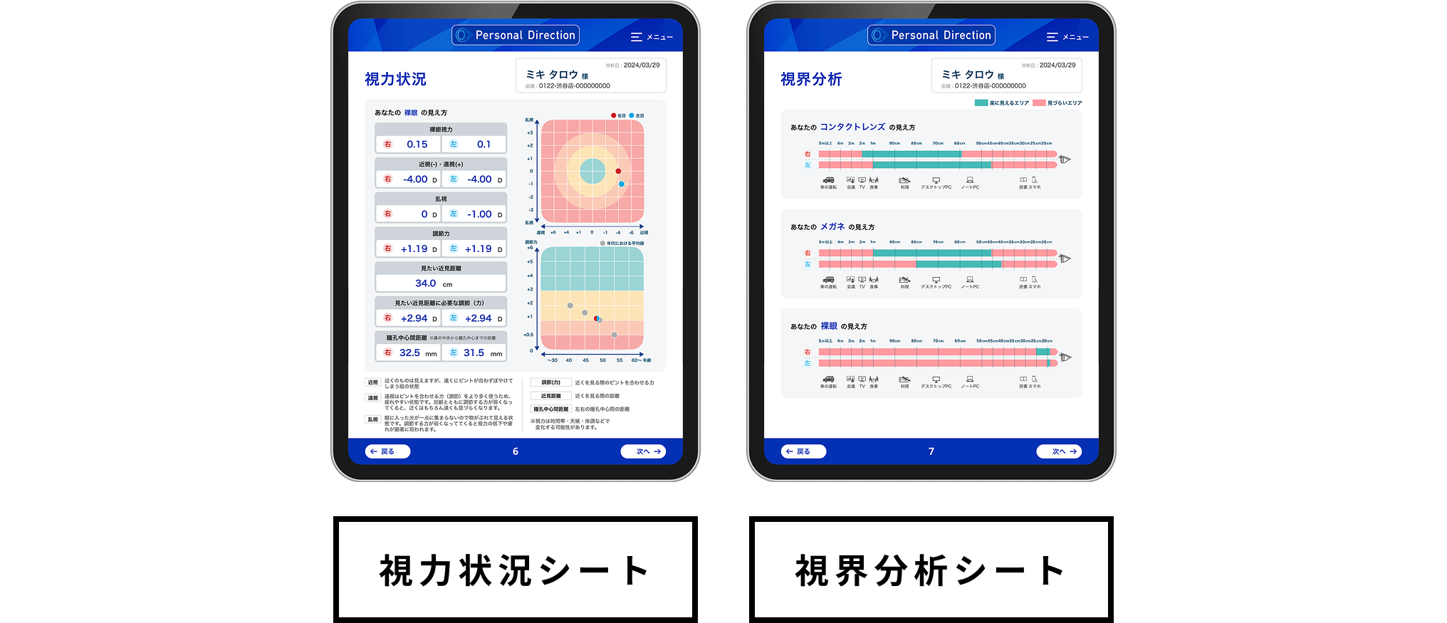 視力状況シート 視界分析シート