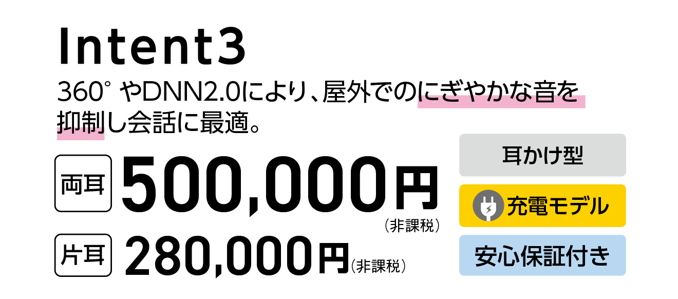 Intent3 両耳500,000円 片耳280,000円