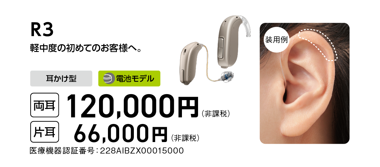 R3 両耳120,000円 片耳66,000円