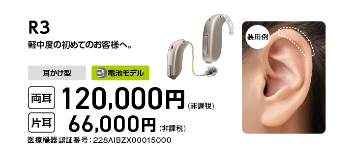 R3 両耳120,000円 片耳66,000円