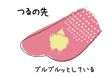 つるの先にオカメインコのワンポイント