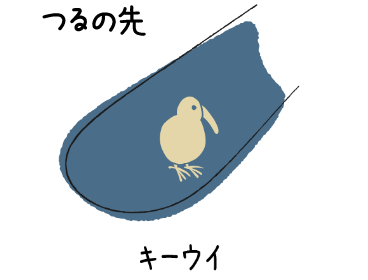 つるの先にキーウイのワンポイント