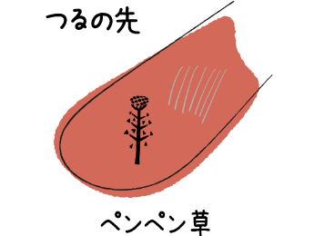 つるの先にぺんぺん草のワンポイント