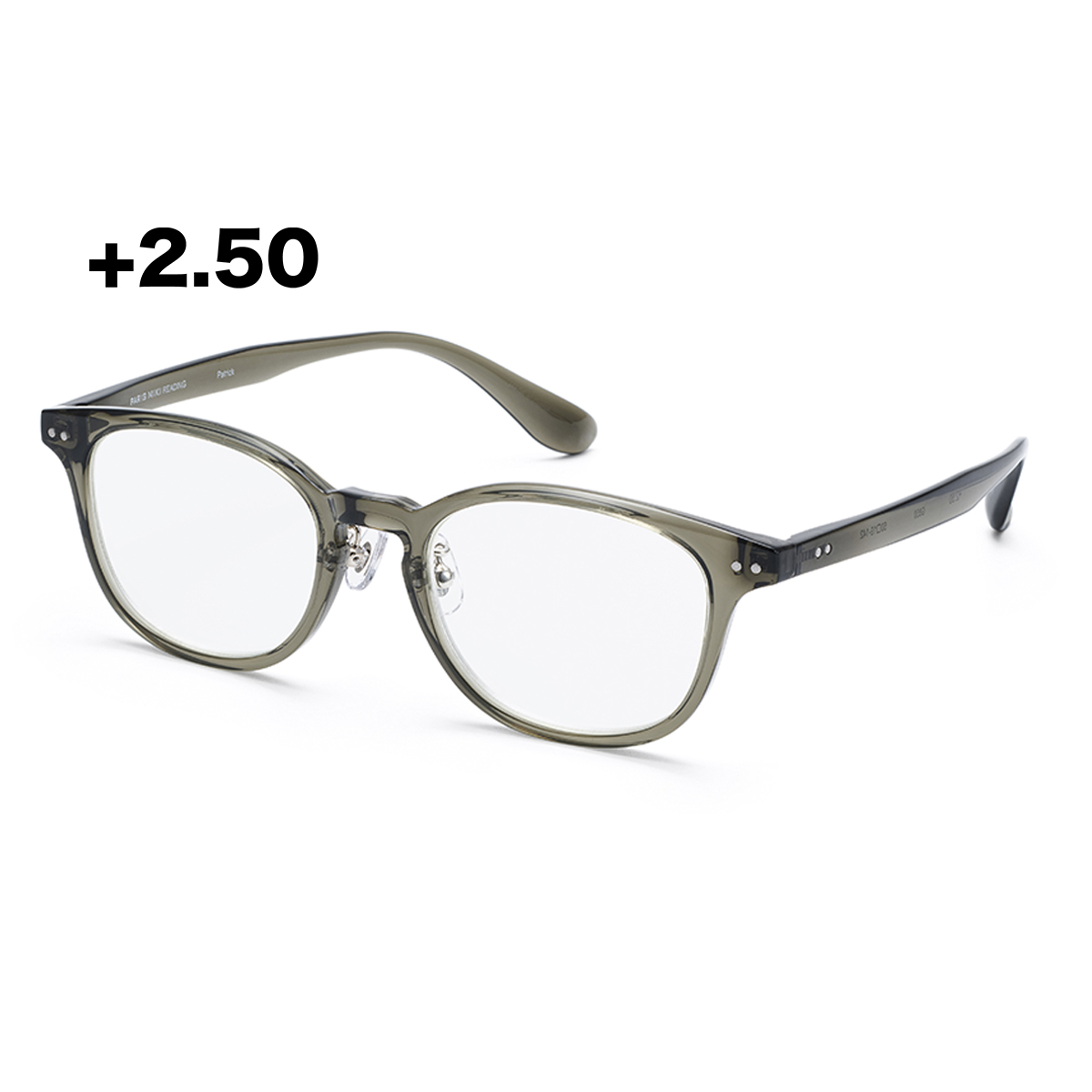 パリミキリーディンググラス PATRICK +2.50 グレー