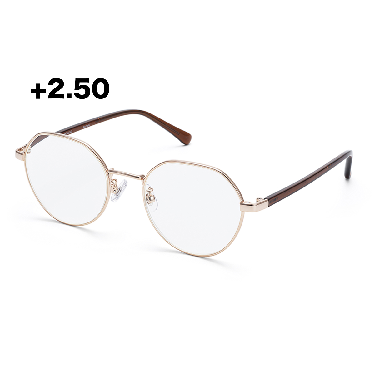 パリミキリーディンググラス NATHALIE +2.50 ゴールド/ブラウン