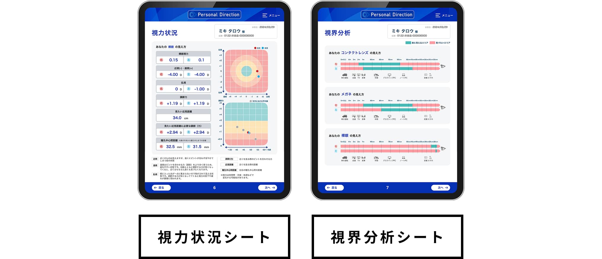 視力状況シート 視界分析シート
