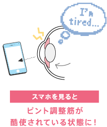 スマホを見るとピント調節筋が酷使されている状態に！